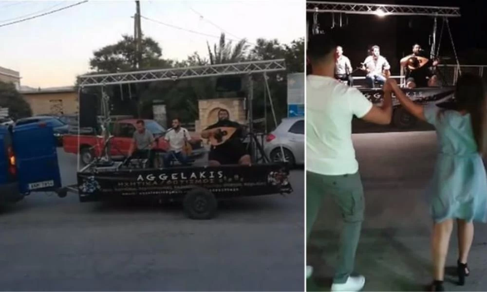 Κρητικοί διοργάνωσαν γλέντι για όλους... πάνω σε καρότσα!